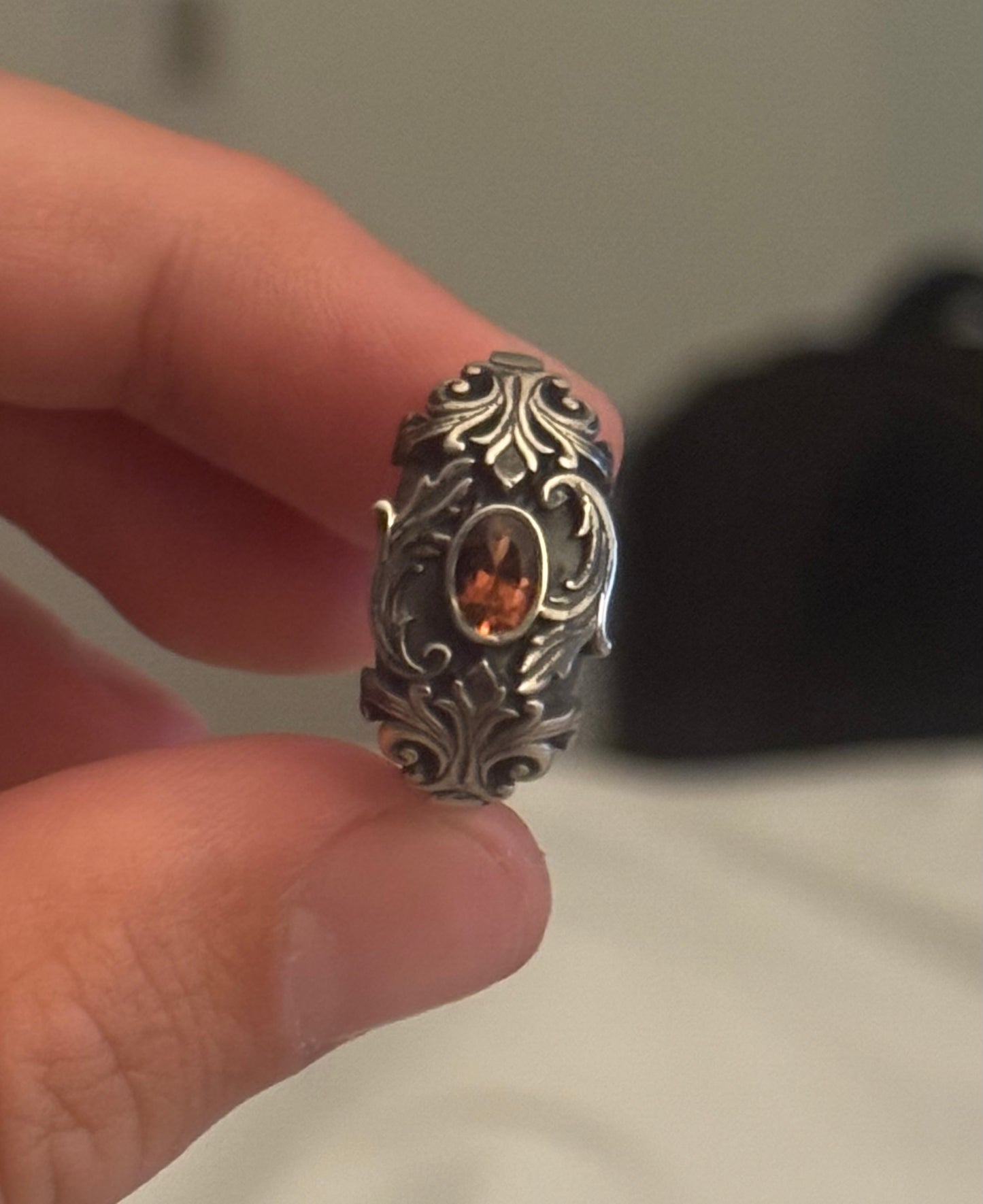 king scroll ring - 6.5 - tourmaline