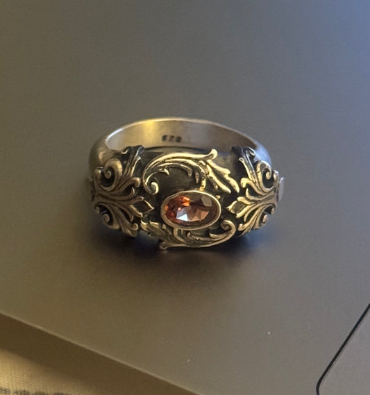 king scroll ring - 6.5 - tourmaline