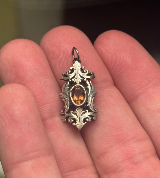 Scroll Pendant - Orange Tourmaline