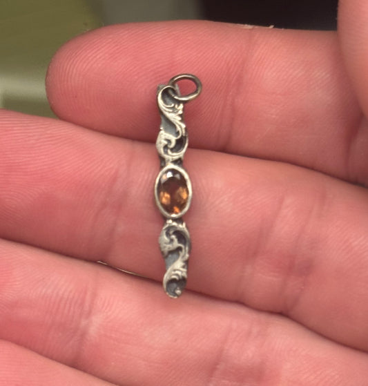 Small Scroll Pendant - Orange Tourmaline
