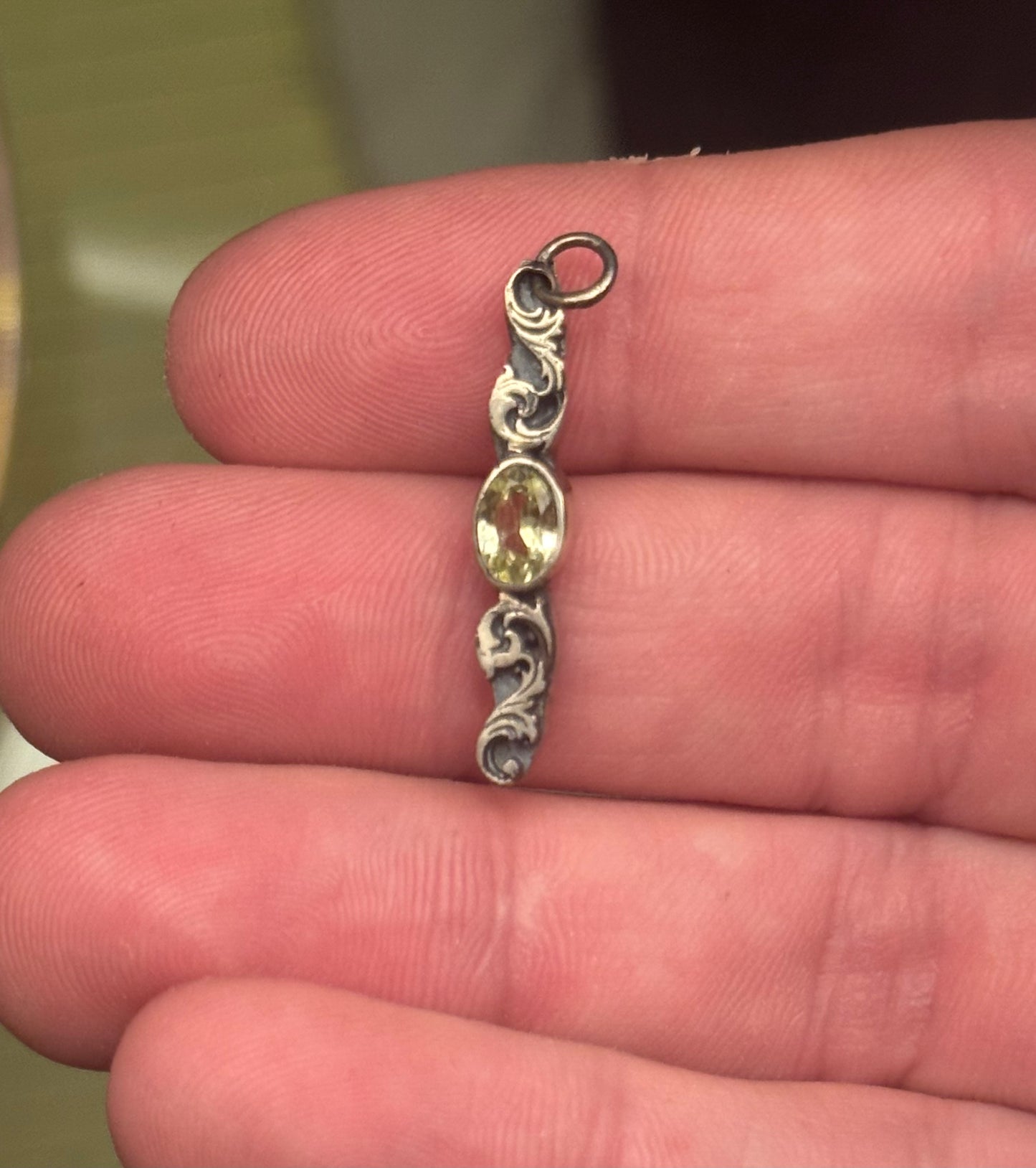 Small Scroll Pendant - Yellow Tourmaline