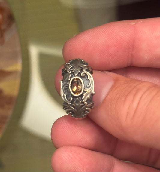 King Scroll Ring - size 5.25 - Tourmaline